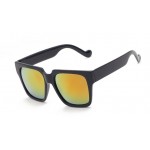 Black Oversized Yellow Mirror Rectangular Polarized Mirror Lens Sunglasses 